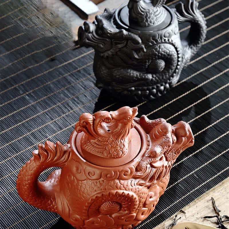 Teekanne Keramik Drache Phönix Vintage Porzellan
