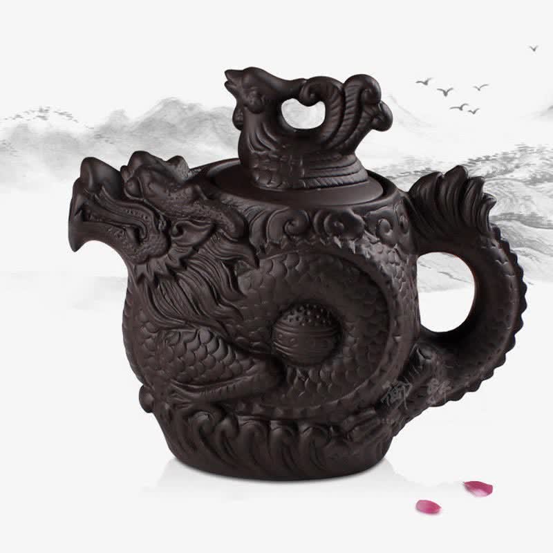 Teekanne Keramik Drache Phönix Vintage Teezeremonie