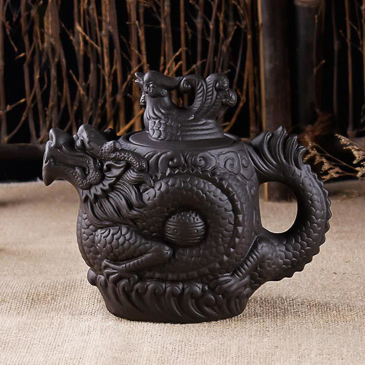 Teekanne Keramik Drache Phönix Vintage
