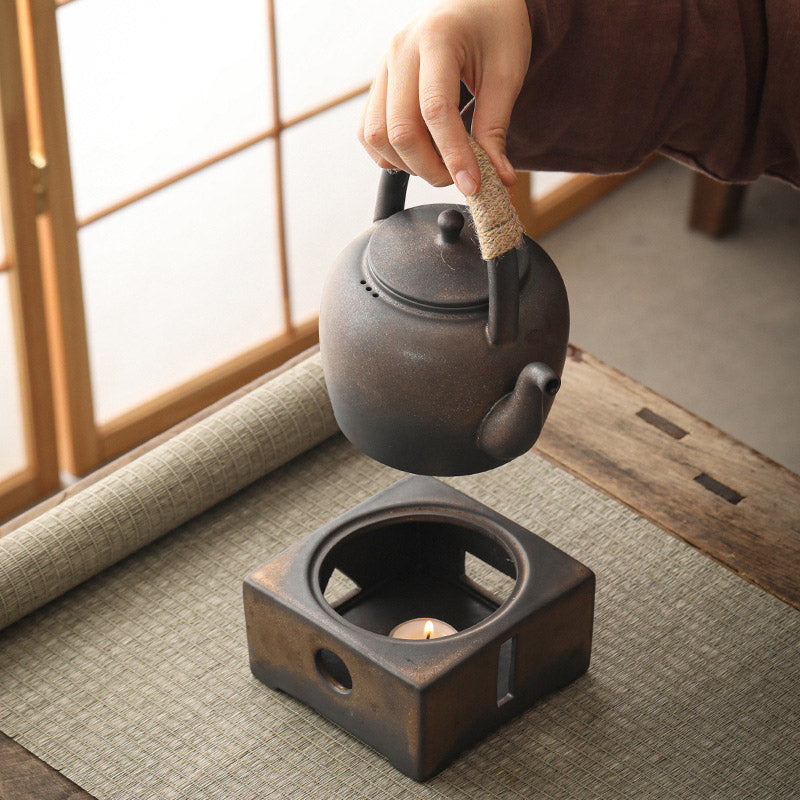 Teekanne Keramik Retro Braun Gongfu Sockel 700ml Deko