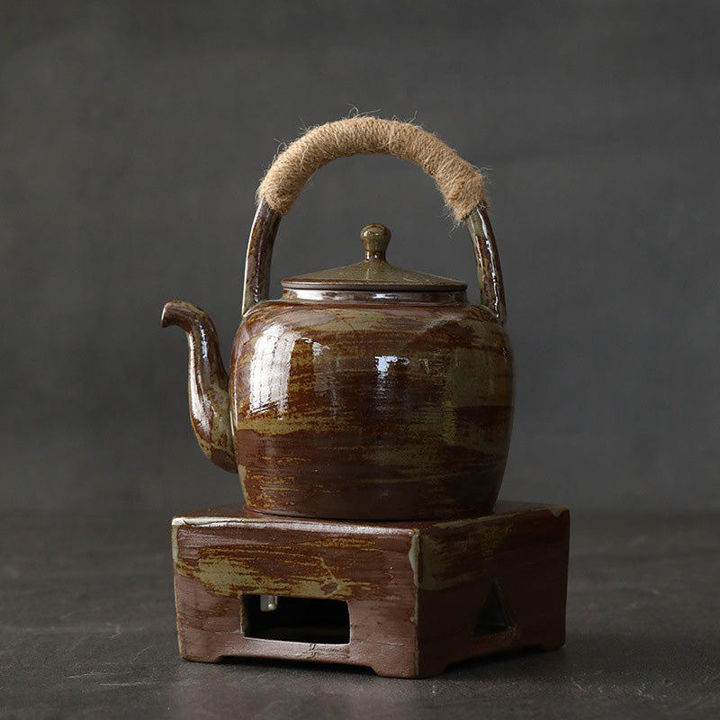 Teekanne Keramik Retro Braun Gongfu Sockel 700ml Porzellan