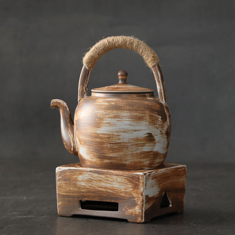 Teekanne Keramik Retro Braun Gongfu Sockel 700ml