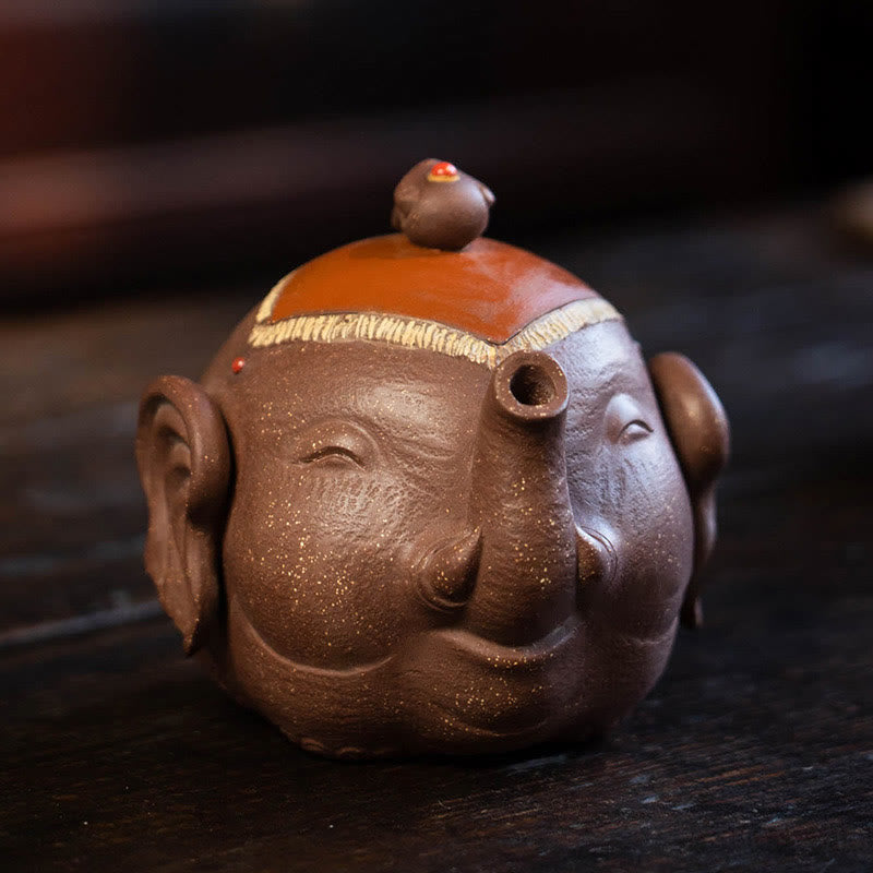 Teekanne Lila Ton Elefant Glückswolken Keramik Gaiwan