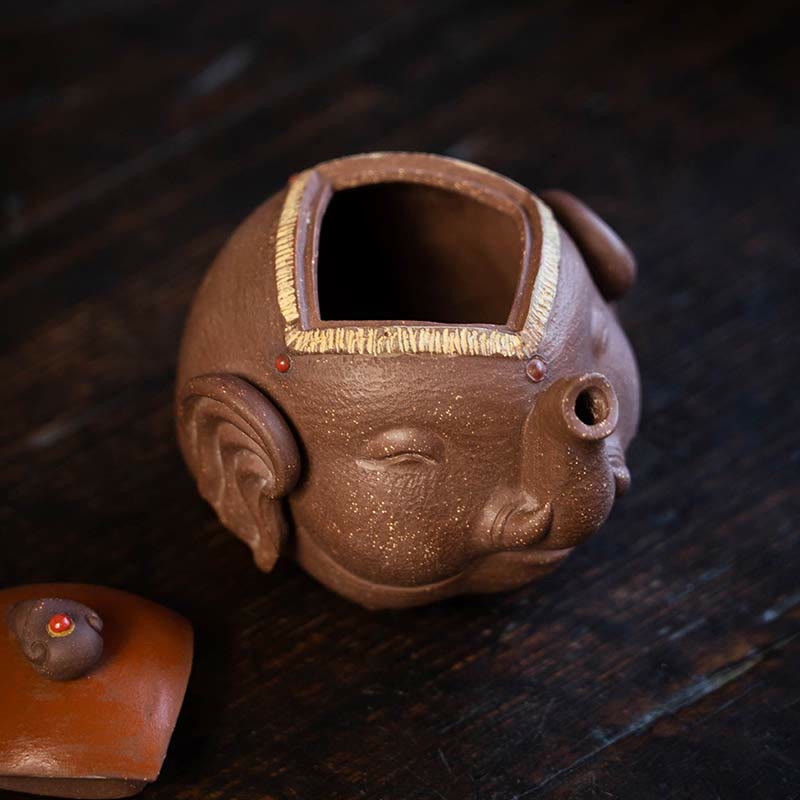 Teekanne Lila Ton Elefant Glückswolken Keramik Geschenk
