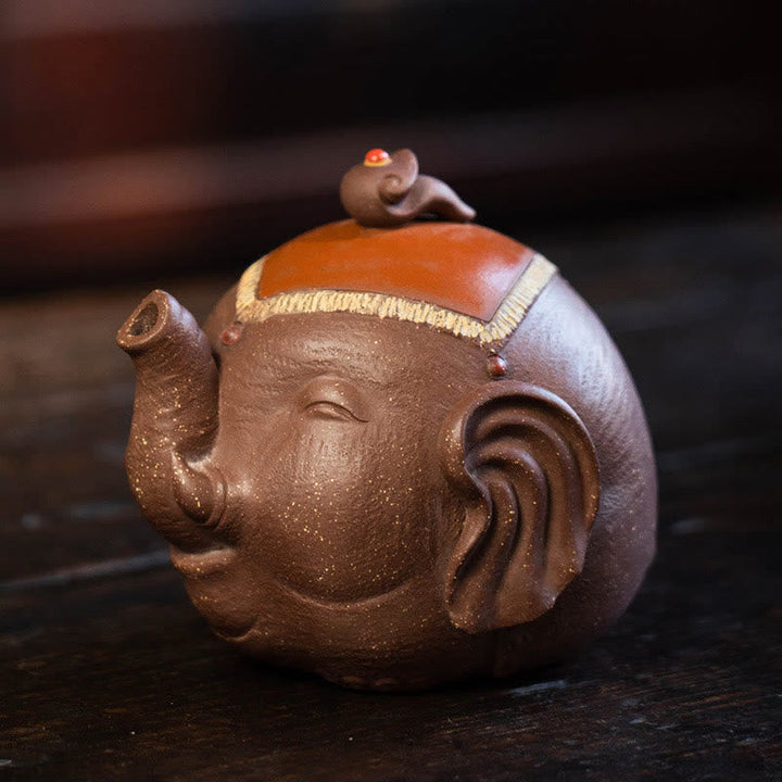 Teekanne Lila Ton Elefant Glückswolken Keramik