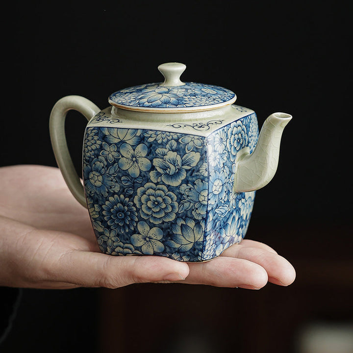 Teekanne Mit Tasse Porzellan Blau Weiß Sieb Gaiwan