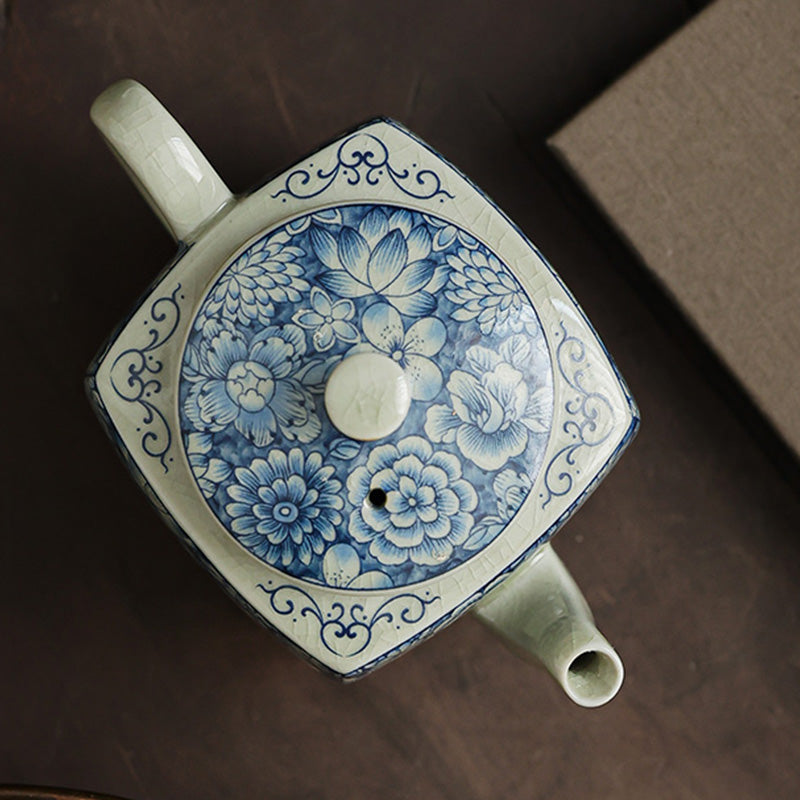 Teekanne Mit Tasse Porzellan Blau Weiß Sieb Geschenk