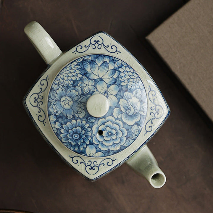 Teekanne Mit Tasse Porzellan Blau Weiß Sieb Geschenk
