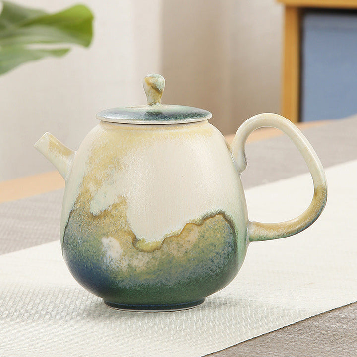 Teekanne Mit Tassen Gongfu Keramik Grün