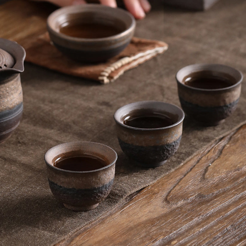 Teeschale Schlichte Braune Streifen Keramik Matcha