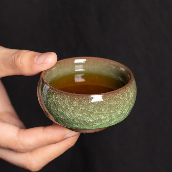 Teetasse Jianzhan Eisriss Porzellan Grün Teezeremonie