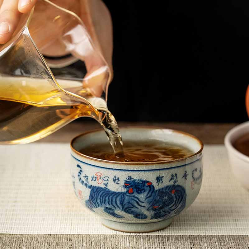 Teetasse Tiger Keramik Handbemalt Deko