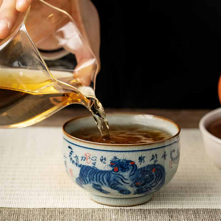 Teetasse Tiger Keramik Handbemalt Deko