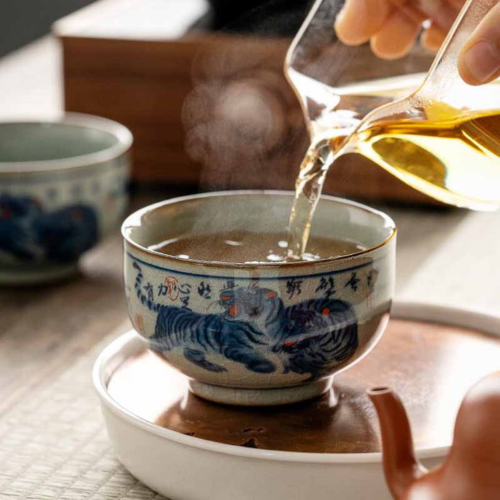 Teetasse Tiger Keramik Handbemalt Gaiwan