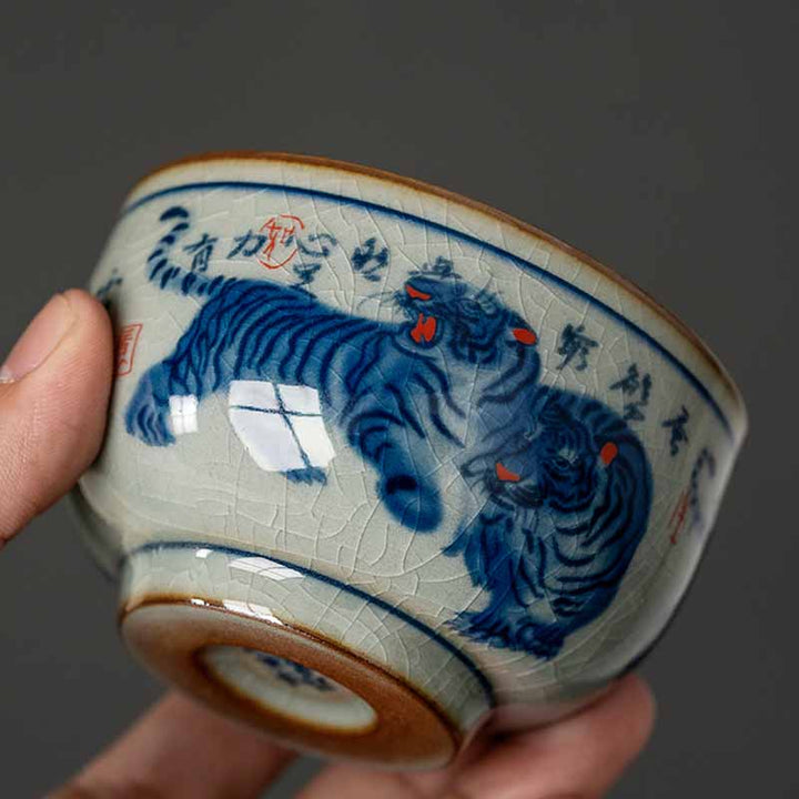 Teetasse Tiger Keramik Handbemalt Geschenk