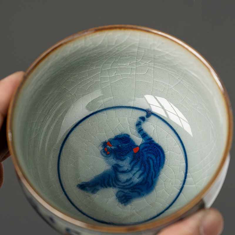 Teetasse Tiger Keramik Handbemalt Matcha