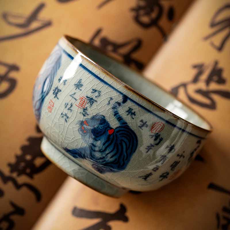 Teetasse Tiger Keramik Handbemalt Teezeremonie