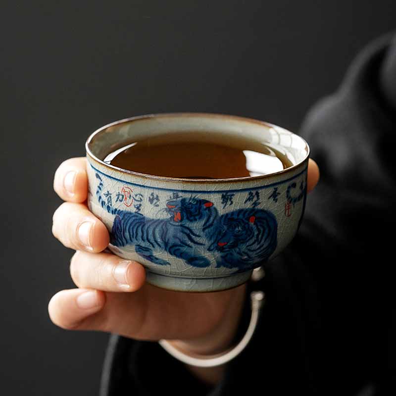Teetasse Tiger Keramik Handbemalt