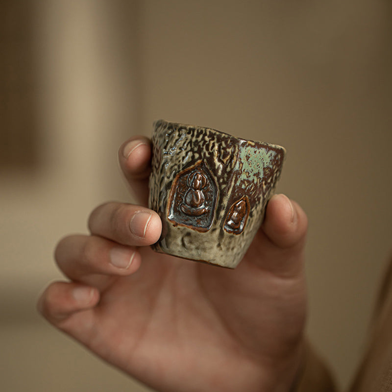 Teetasse Buddha Dunhuang Keramik Gravur Matcha