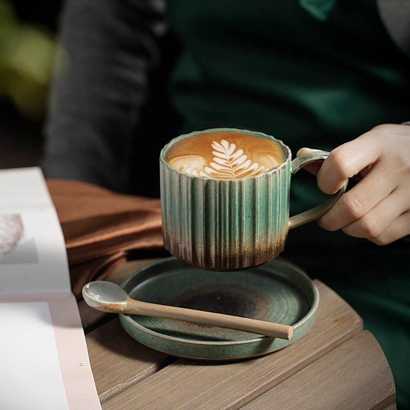Teetasse Büro Retro Streifen Keramik Untertasse Deko
