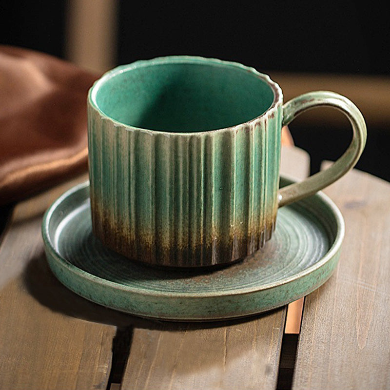 Teetasse Büro Retro Streifen Keramik Untertasse Gaiwan