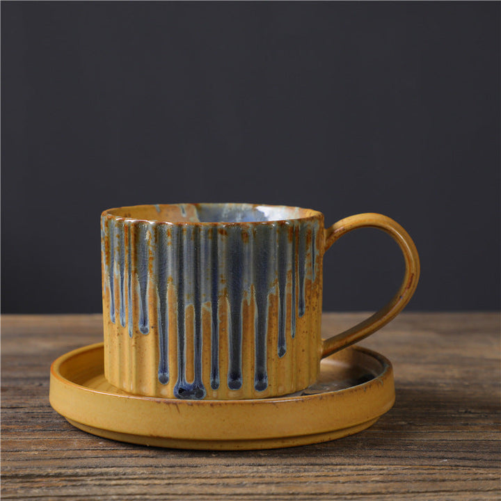 Teetasse Büro Retro Streifen Keramik Untertasse Matcha