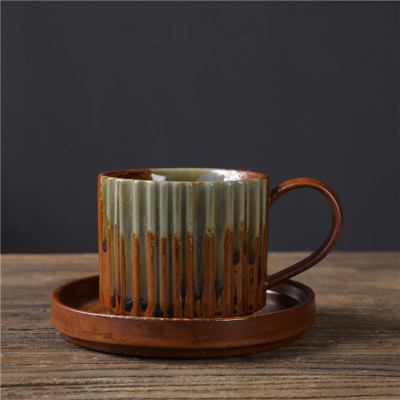 Teetasse Büro Retro Streifen Keramik Untertasse Teezeremonie