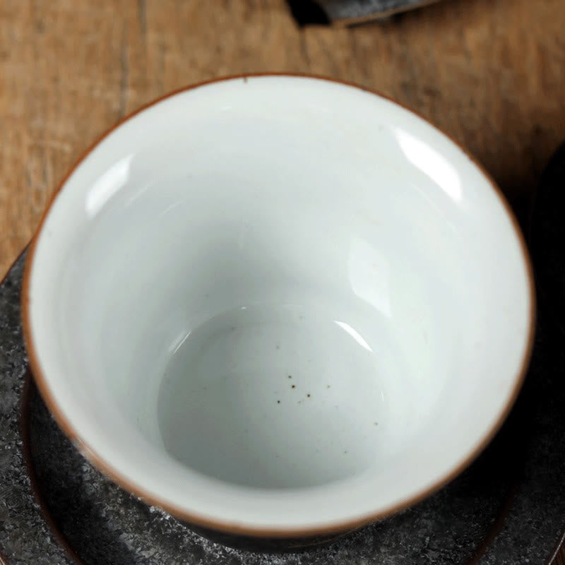 Teetasse Büro Goldener Kranich Keramik Gaiwan