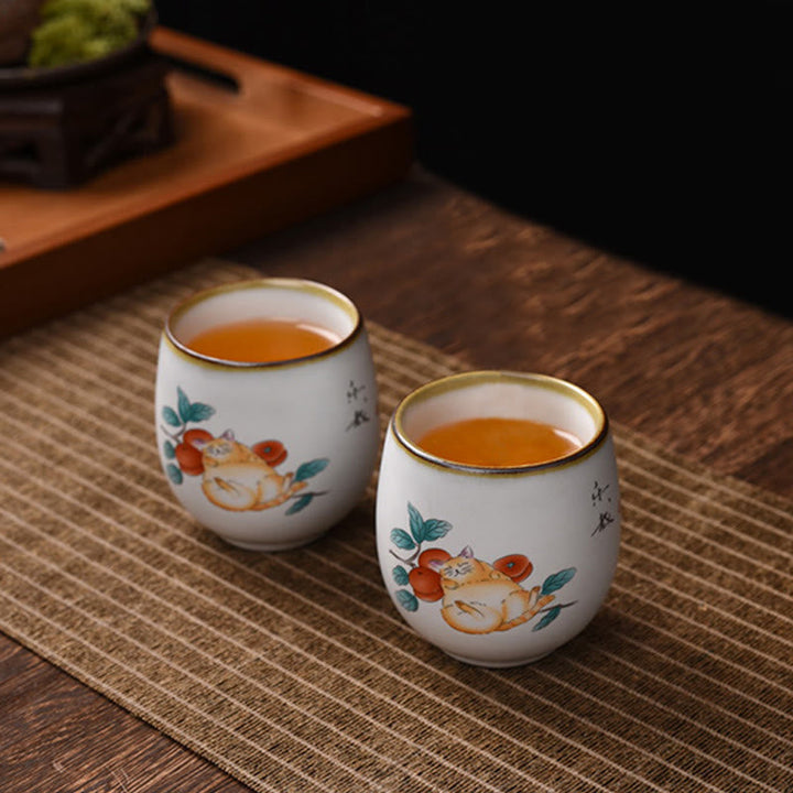 Teetasse Büro Liegende Katze Zweige Geschenk