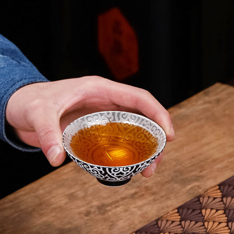 Teetasse Chinesisch Tibet Fu Zeichen Keramik Deko