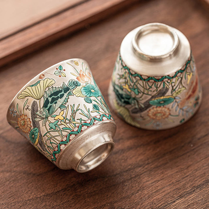 Teetasse Chinesisch Fisch Lotus Keramik Kung Fu Gaiwan