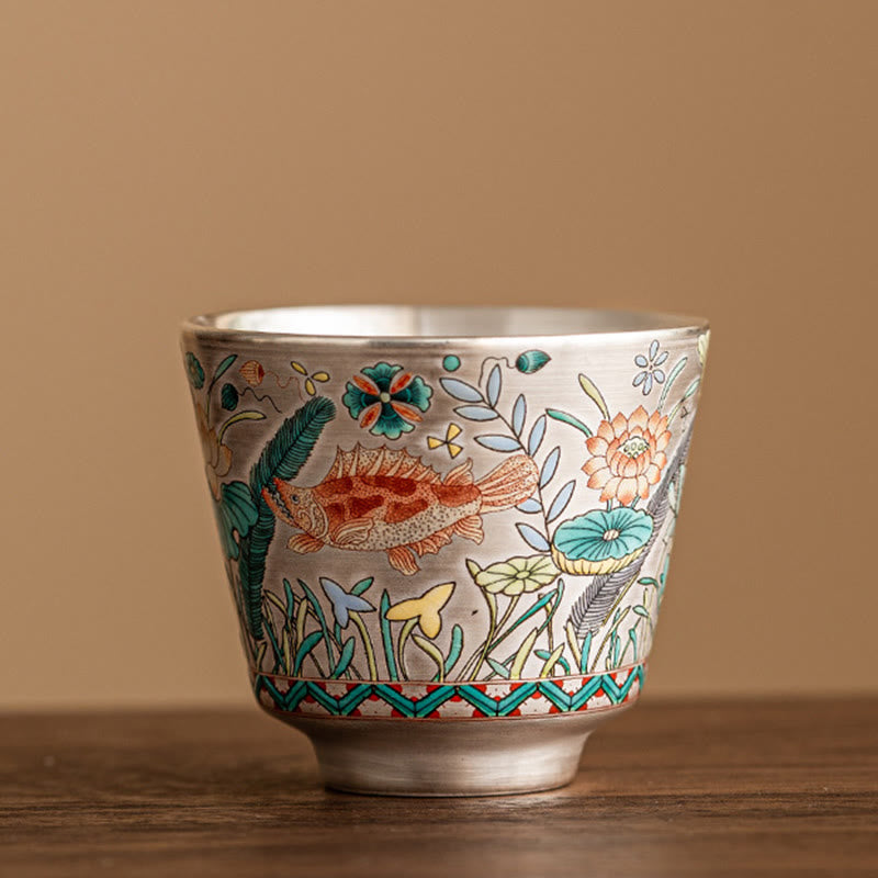 Teetasse Chinesisch Fisch Lotus Keramik Kung Fu