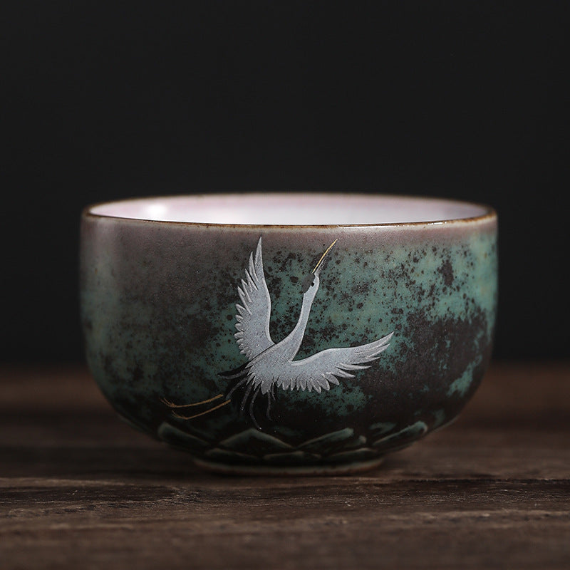 Teetasse Chinesisch Kranich Keramik Deko