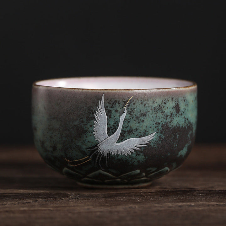 Teetasse Chinesisch Kranich Keramik Deko
