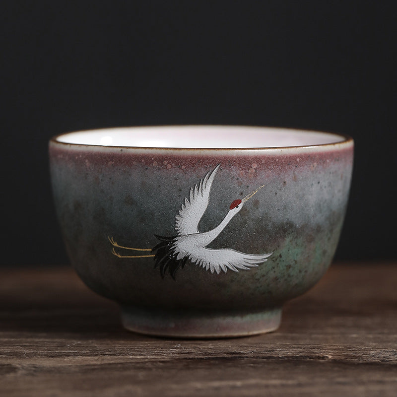 Teetasse Chinesisch Kranich Keramik Gaiwan