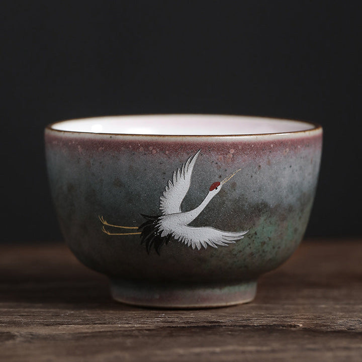 Teetasse Chinesisch Kranich Keramik Gaiwan