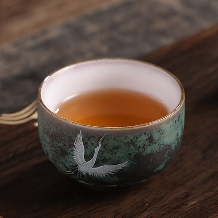 Teetasse Chinesisch Kranich Keramik Geschenk