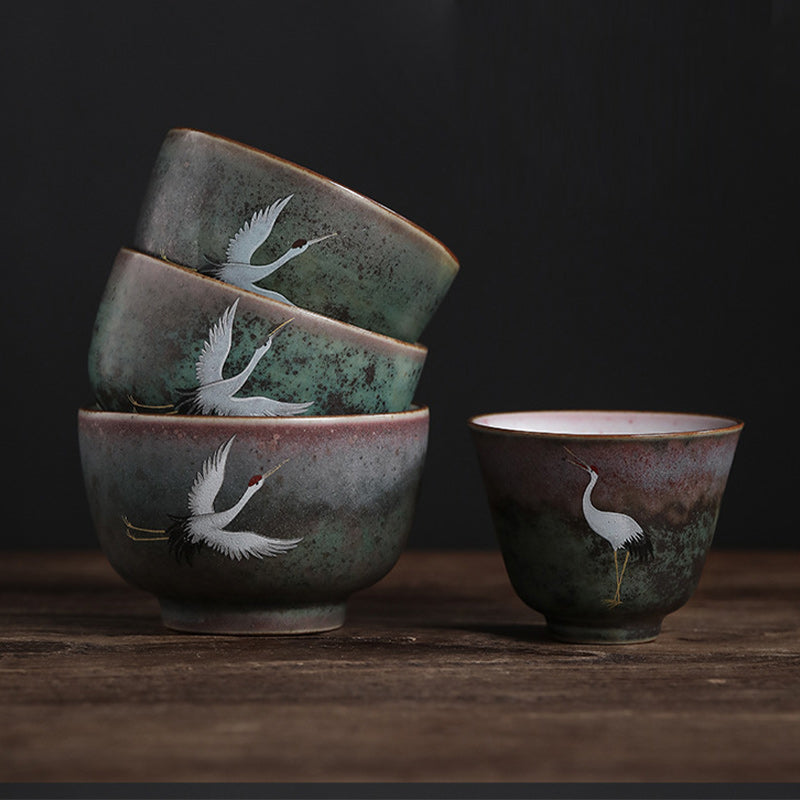 Teetasse Chinesisch Kranich Keramik Porzellan