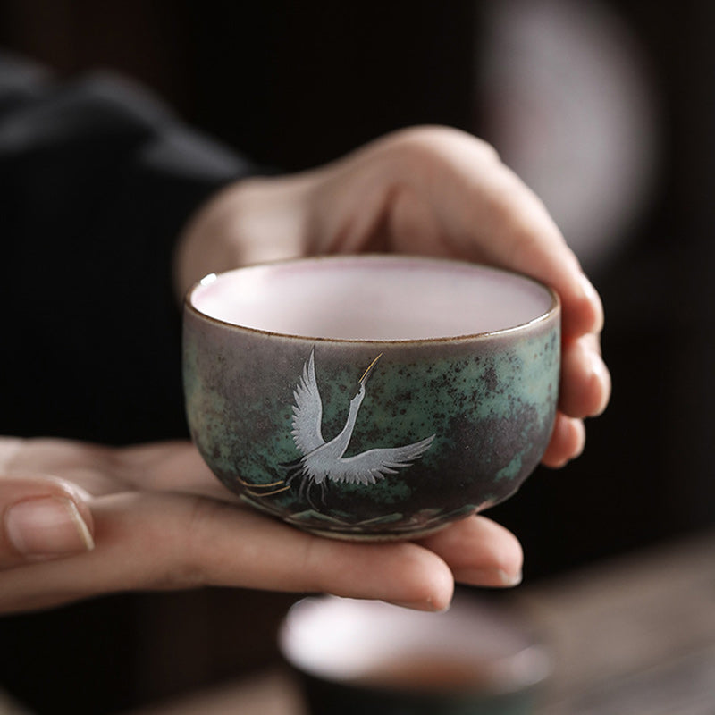 Teetasse Chinesisch Kranich Keramik Teezeremonie