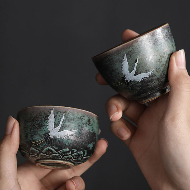 Teetasse Chinesisch Kranich Keramik