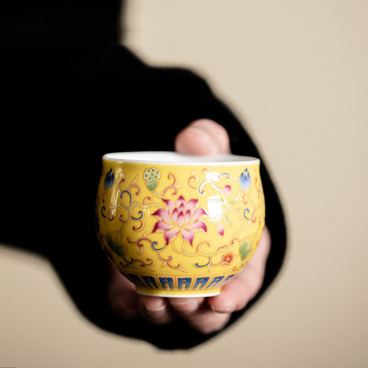 Teetasse Design Lotus Kung Fu Keramik Porzellan