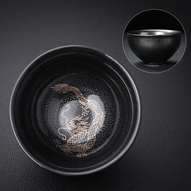 Teetasse Design Jianzhan Drachen Phönix Keramik