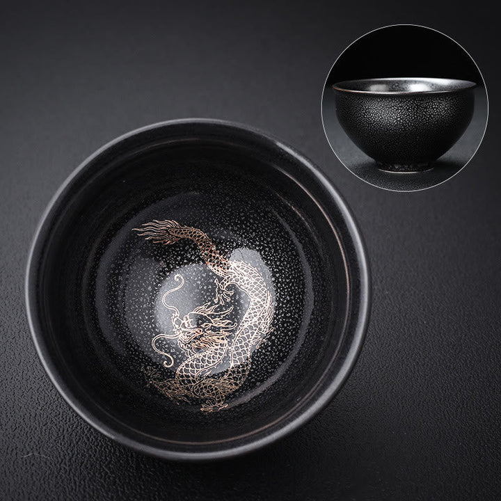 Teetasse Design Jianzhan Drachen Phönix Keramik