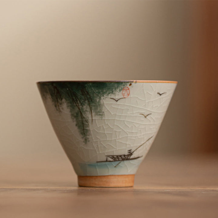 Teetasse Design Koi Lotus Kaki Keramik 50ml Geschenk