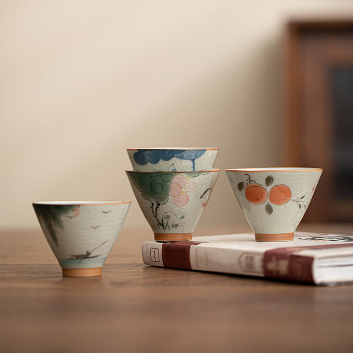 Teetasse Design Koi Lotus Kaki Keramik 50ml Porzellan