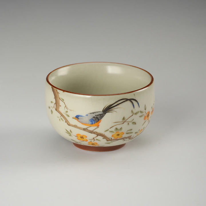 Teetasse Design Vogel Kupfermünze Keramik Gaiwan