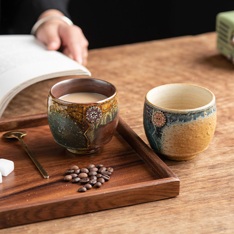 Teetasse Groß Sonnenblume Ofenglasur Keramik Porzellan