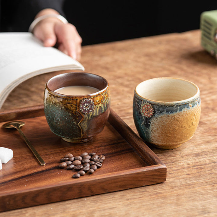 Teetasse Groß Sonnenblume Ofenglasur Keramik Porzellan