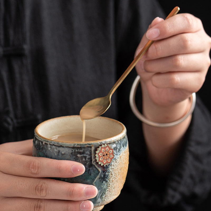 Teetasse Groß Sonnenblume Ofenglasur Keramik Teezeremonie