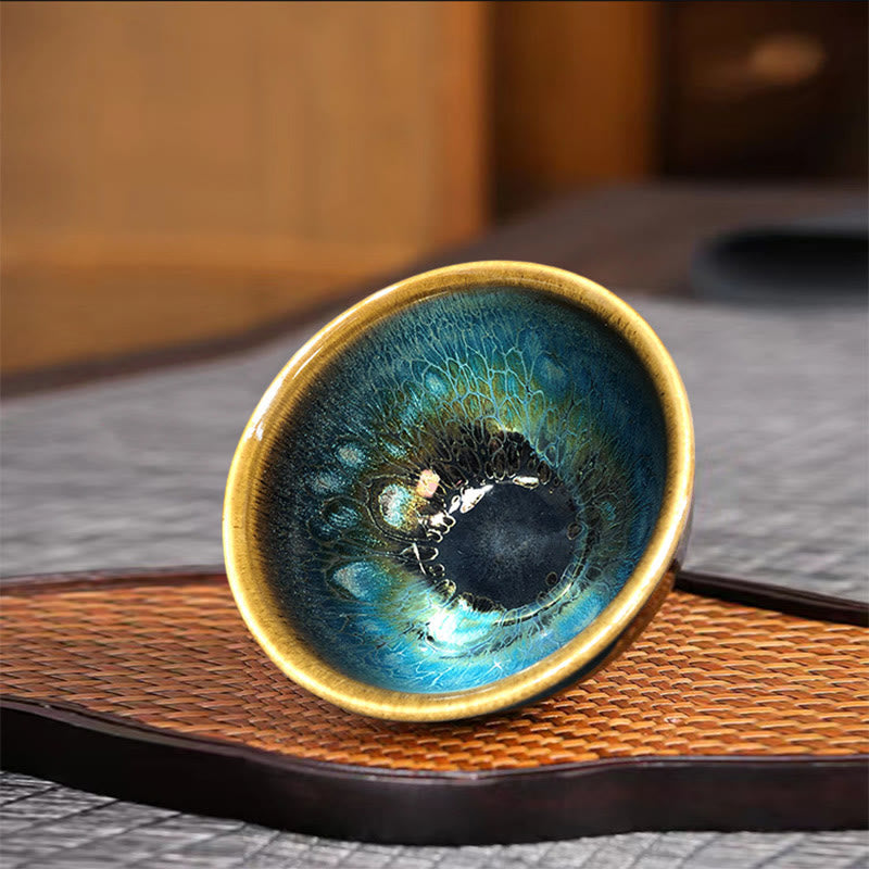 Teetasse Jianzhan Blau Tenmoku Keramik Vintage Gaiwan